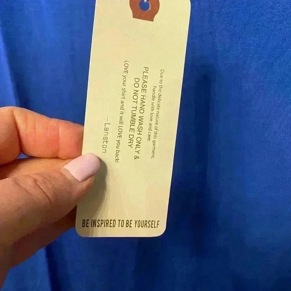 Lanston Womens long sleeve modal blue pullover soft cozy medium top 3/4 sleeve - Picture 3 of 10